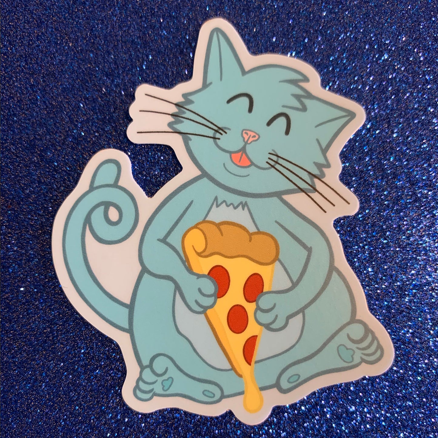 Pizza Cat Sticker (2.54 inch × 3 inch) gift idea for Kitty cat lovers | for hydroflask water bottle, laptop, car window