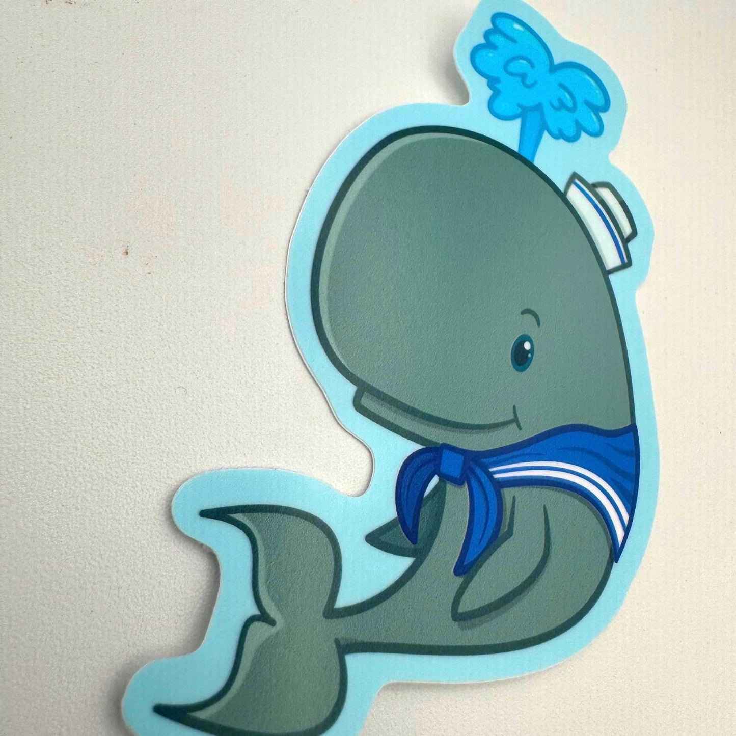 Sailor Whale Vinyl Sticker Decal (2.5 inch W × 4 inch H) | for hydroflask water bottle, laptop, car window, small gift Nautical Navy Whale
