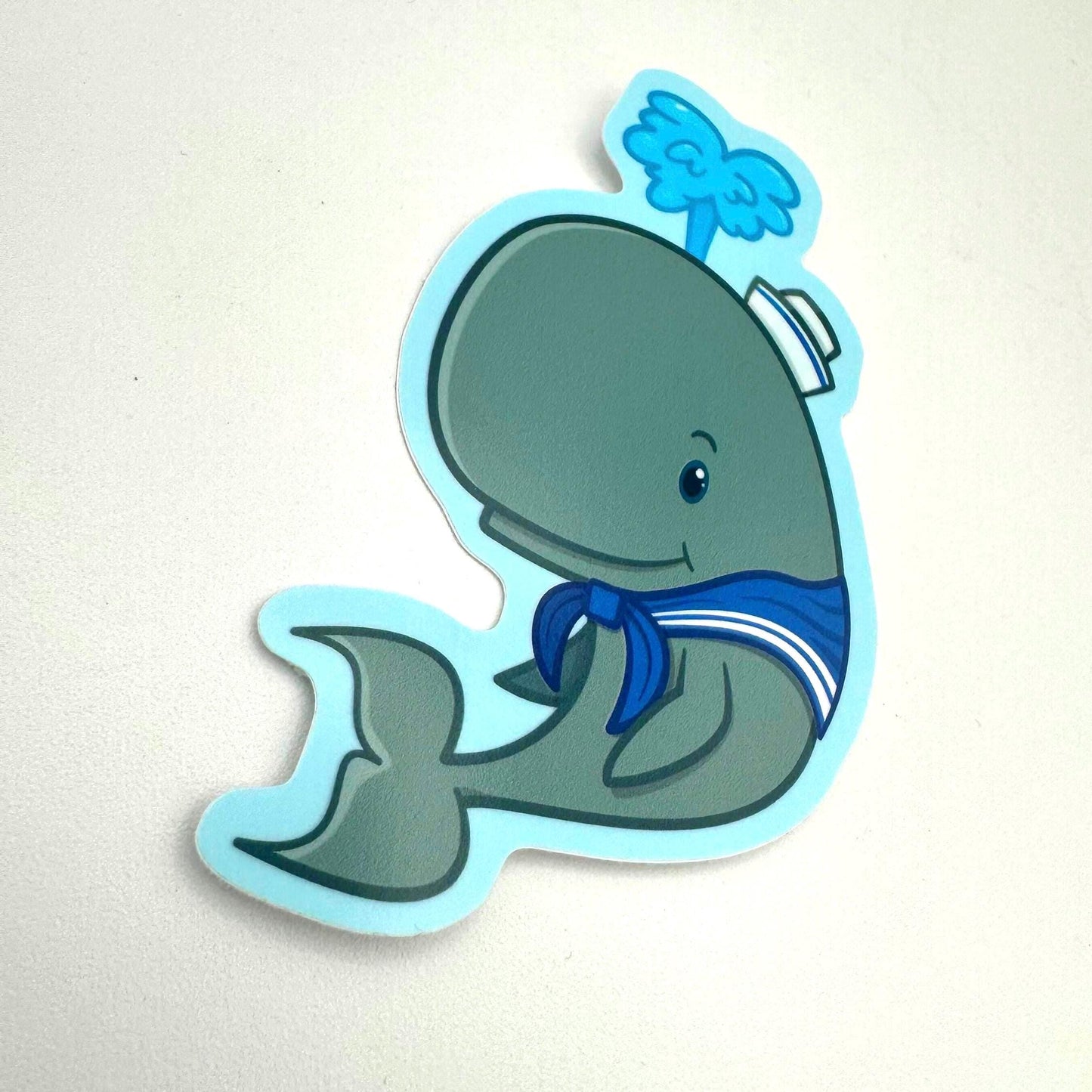 Sailor Whale Vinyl Sticker Decal (2.5 inch W × 4 inch H) | for hydroflask water bottle, laptop, car window, small gift Nautical Navy Whale