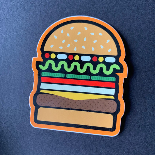 Decal Sticker — Cheeseburger Time (2.46 inch × 3 inch, waterproof) For car, window, laptop, water bottle
