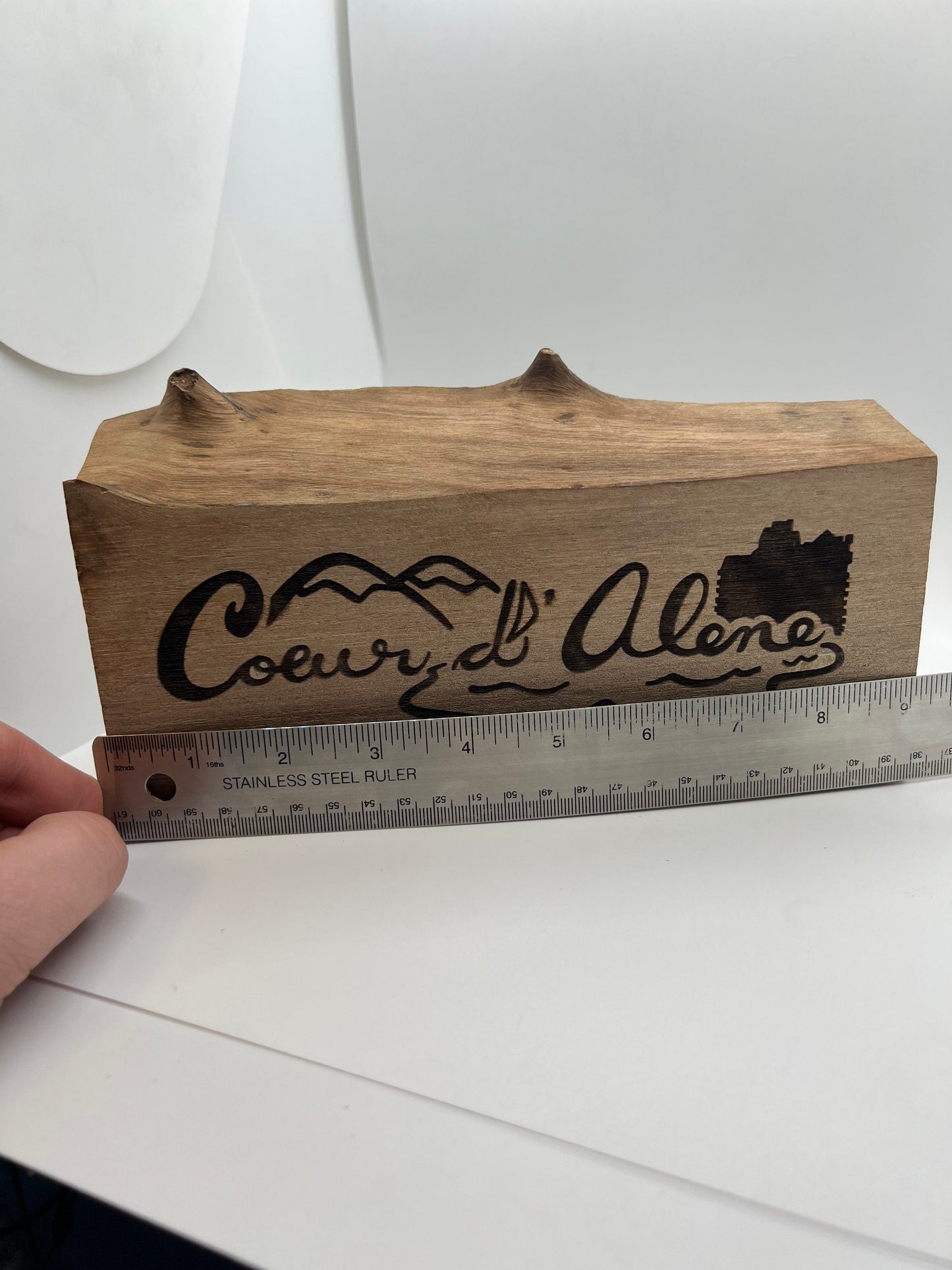 Coeur d’ Alene Wood cut Sign —hand made illustration Typography Wood Decor