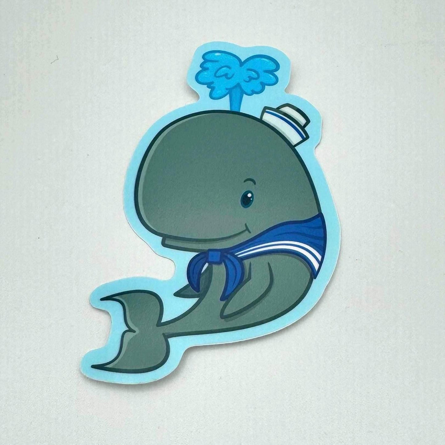 Sailor Whale Vinyl Sticker Decal (2.5 inch W × 4 inch H) | for hydroflask water bottle, laptop, car window, small gift Nautical Navy Whale