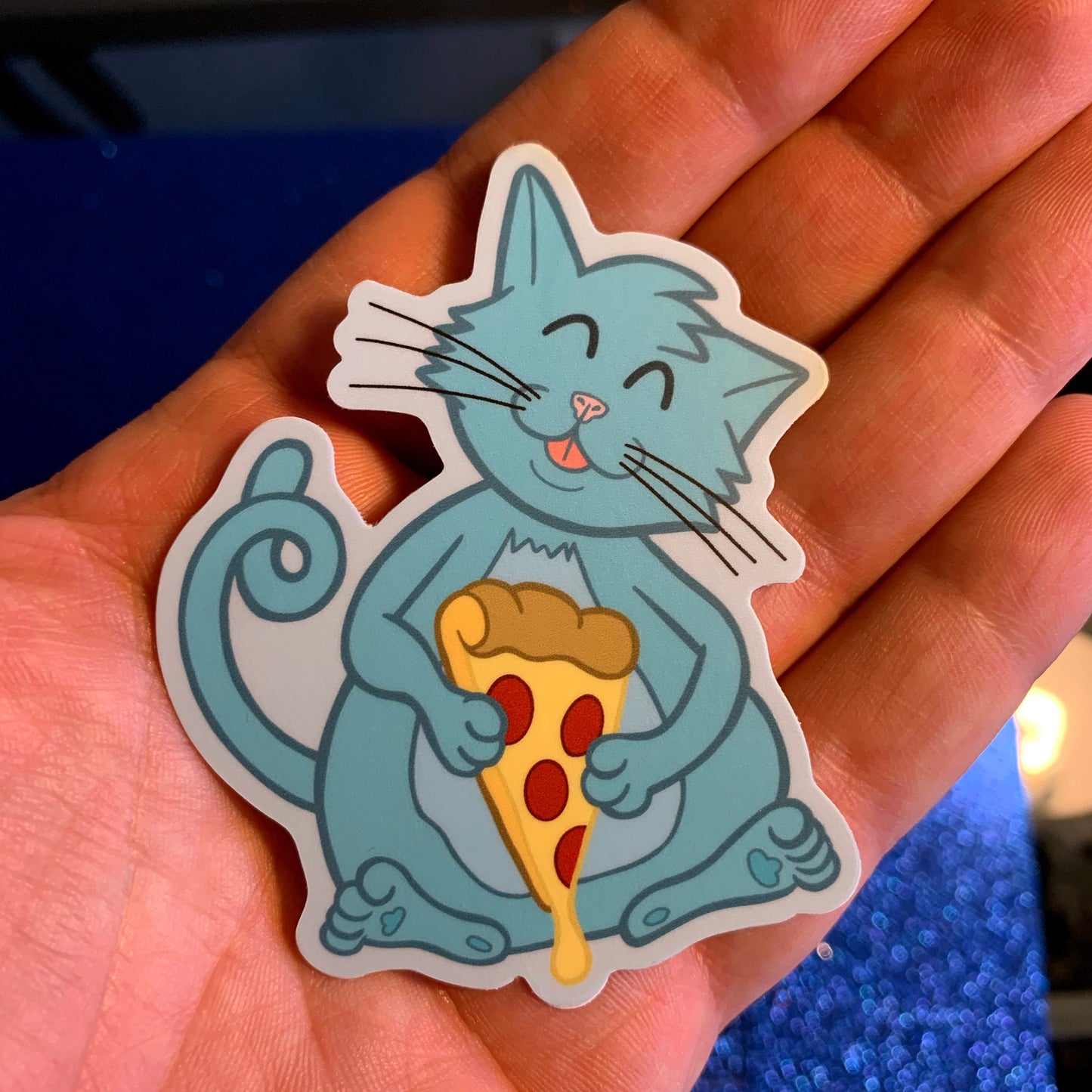 Pizza Cat Sticker (2.54 inch × 3 inch) gift idea for Kitty cat lovers | for hydroflask water bottle, laptop, car window
