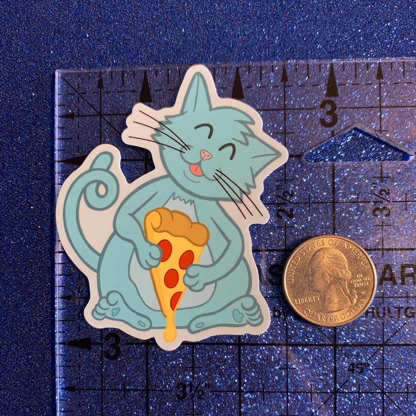 Pizza Cat Sticker (2.54 inch × 3 inch) gift idea for Kitty cat lovers | for hydroflask water bottle, laptop, car window