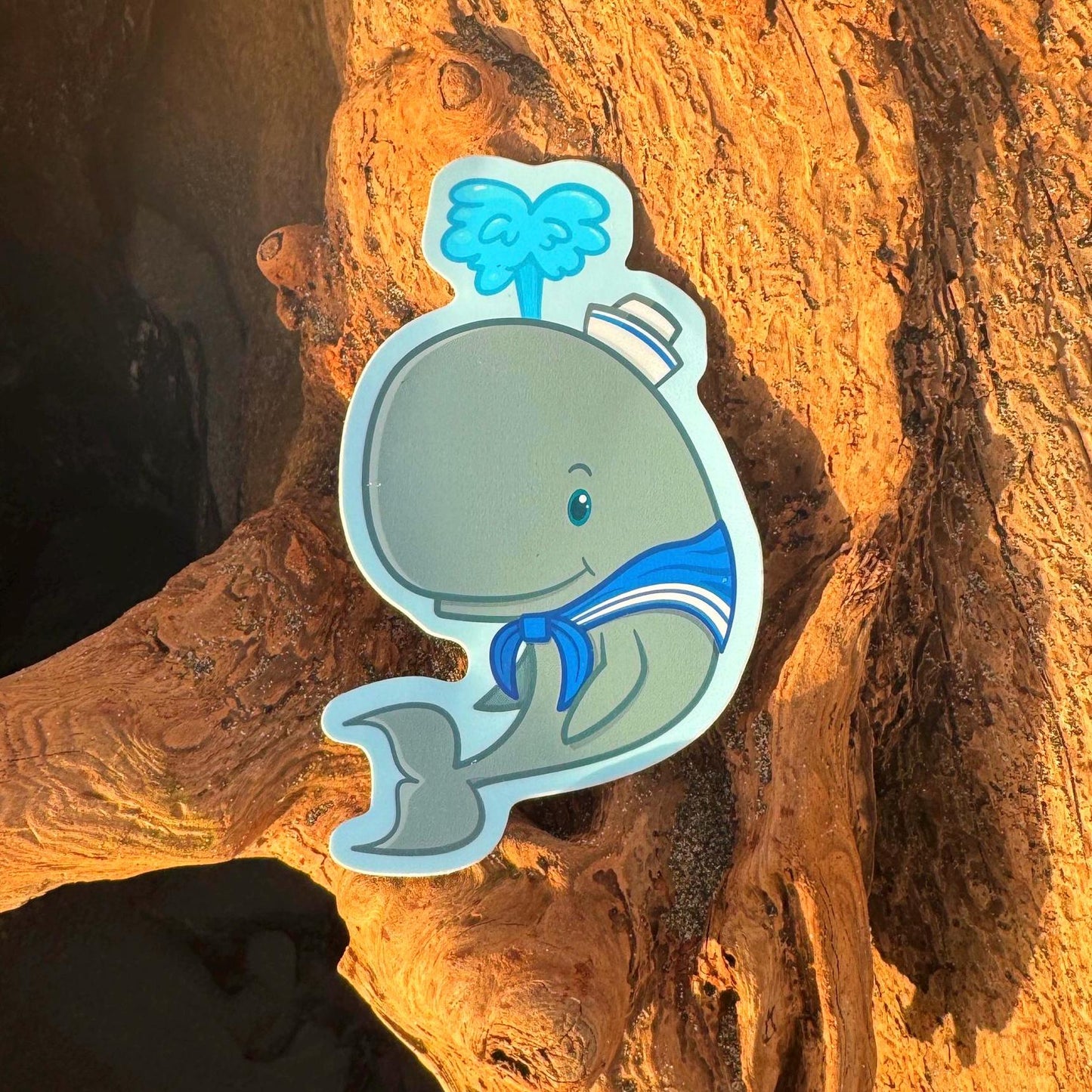 Sailor Whale Vinyl Sticker Decal (2.5 inch W × 4 inch H) | for hydroflask water bottle, laptop, car window, small gift Nautical Navy Whale