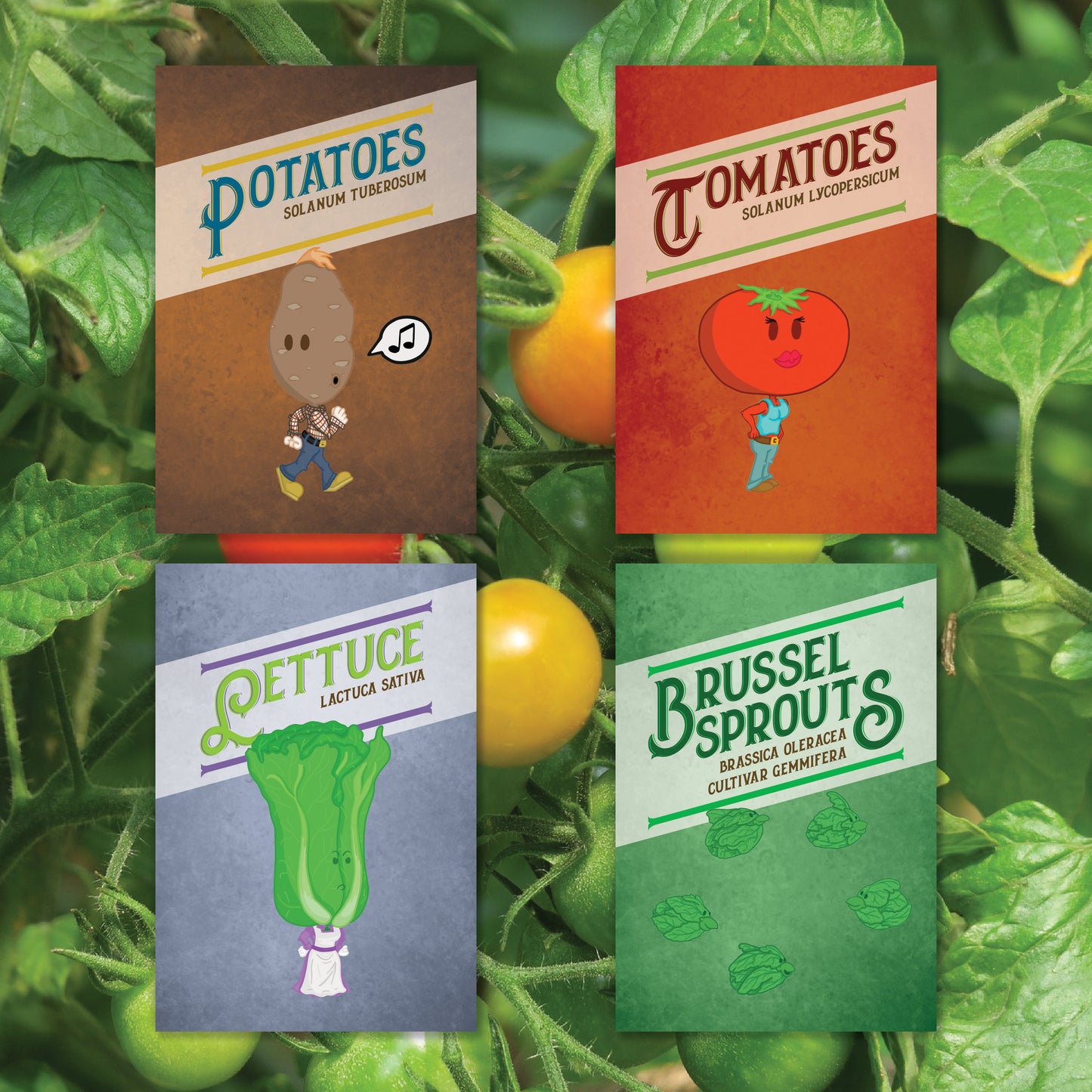 Individual Vegetable Garden Markers (Weather Resistant with wooden stakes)