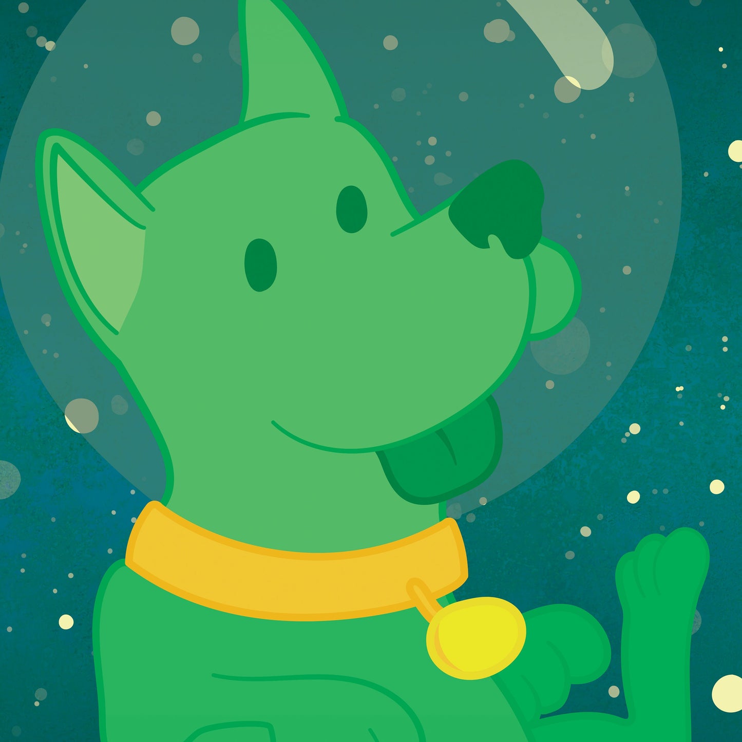 Space Puppy Metallic Foil Print (8 x 8 inches, Frame not included)