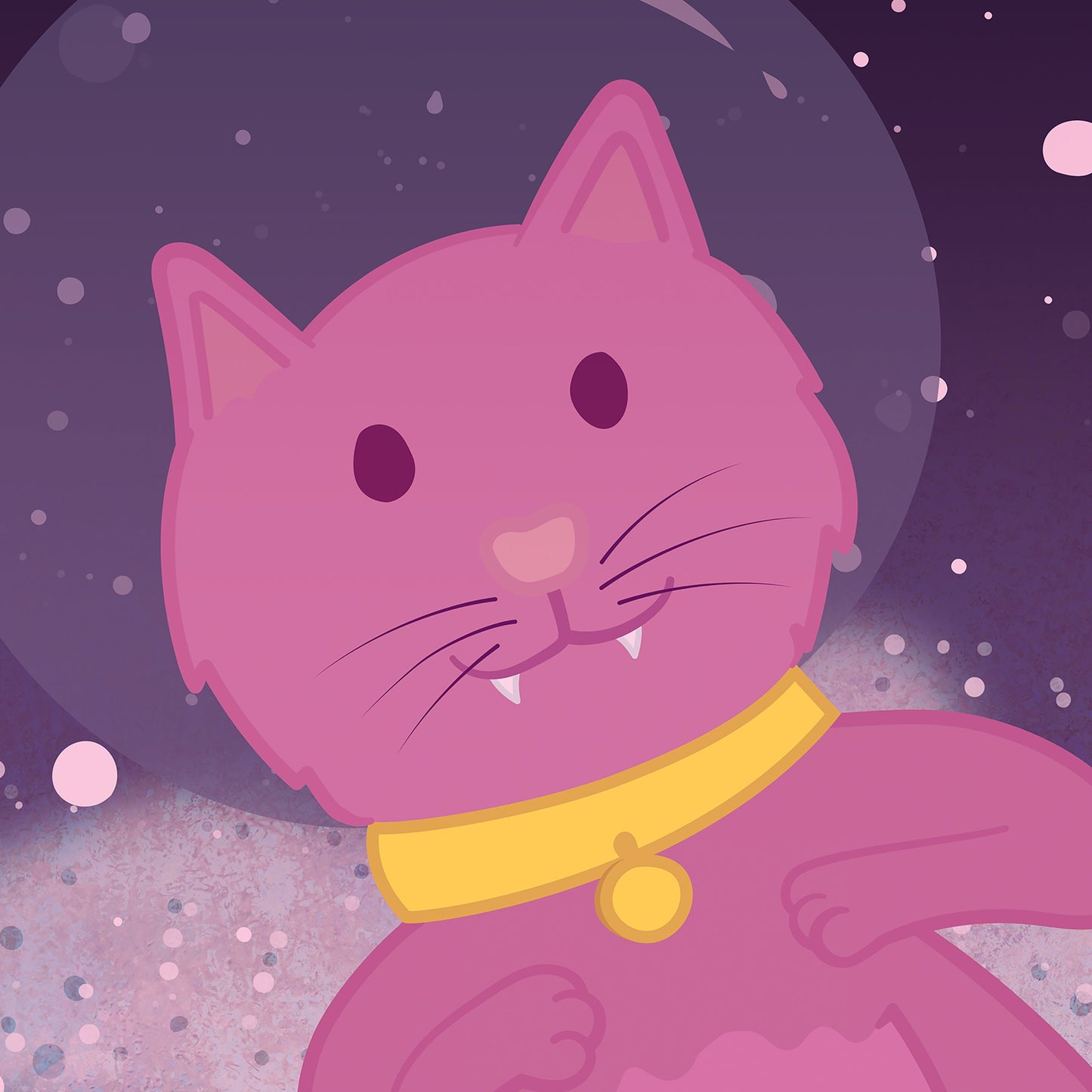 Space Kitten Metallic Foil Print (8 x 8 inches, Frame not included)
