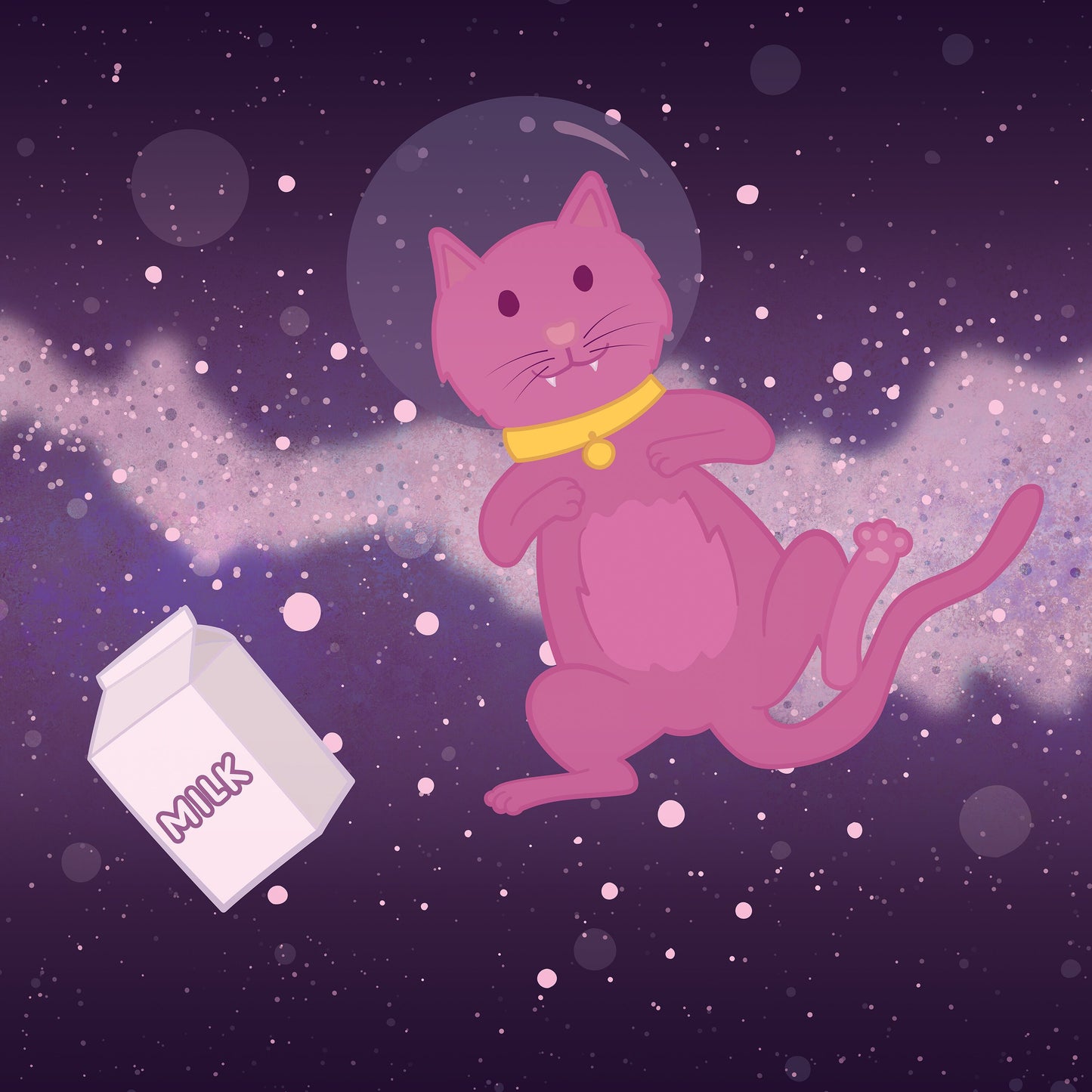 Space Puppy & Kitten Metallic Foil Prints (8 × 8 inches, Frame not included)