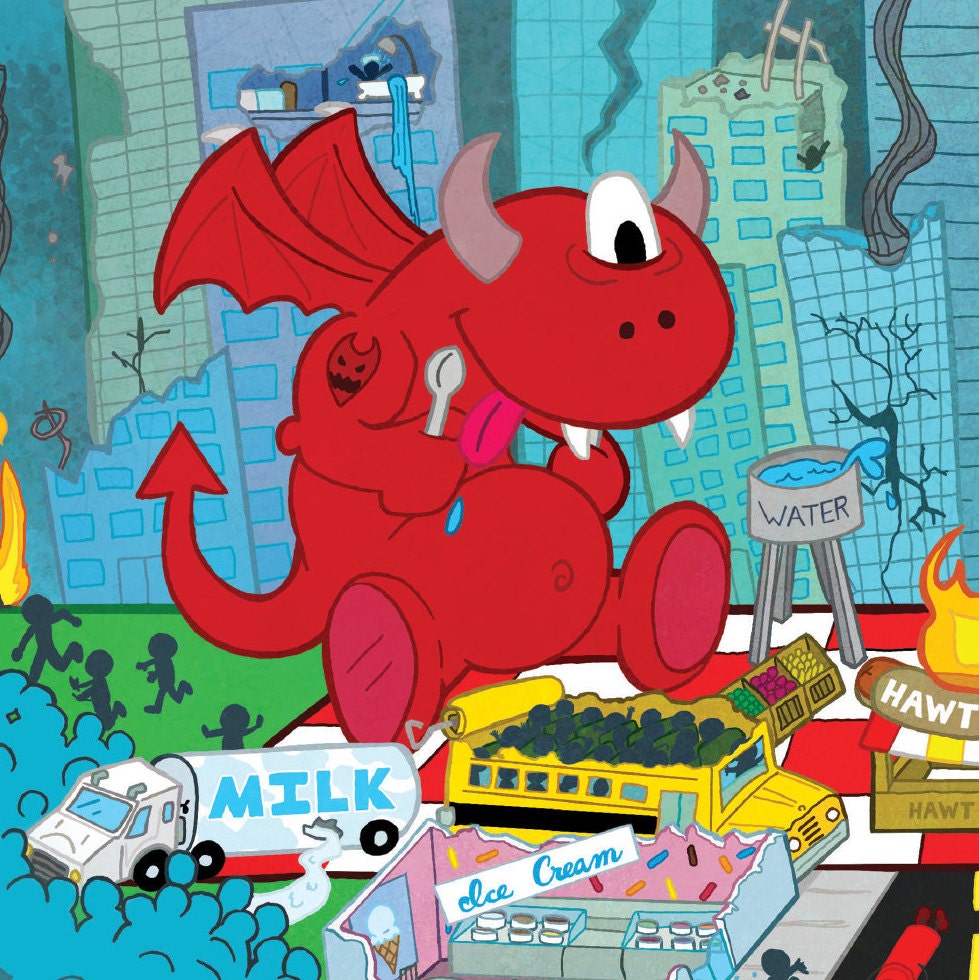 Monster Picnic — 14 × 11 in digital print (no frame)