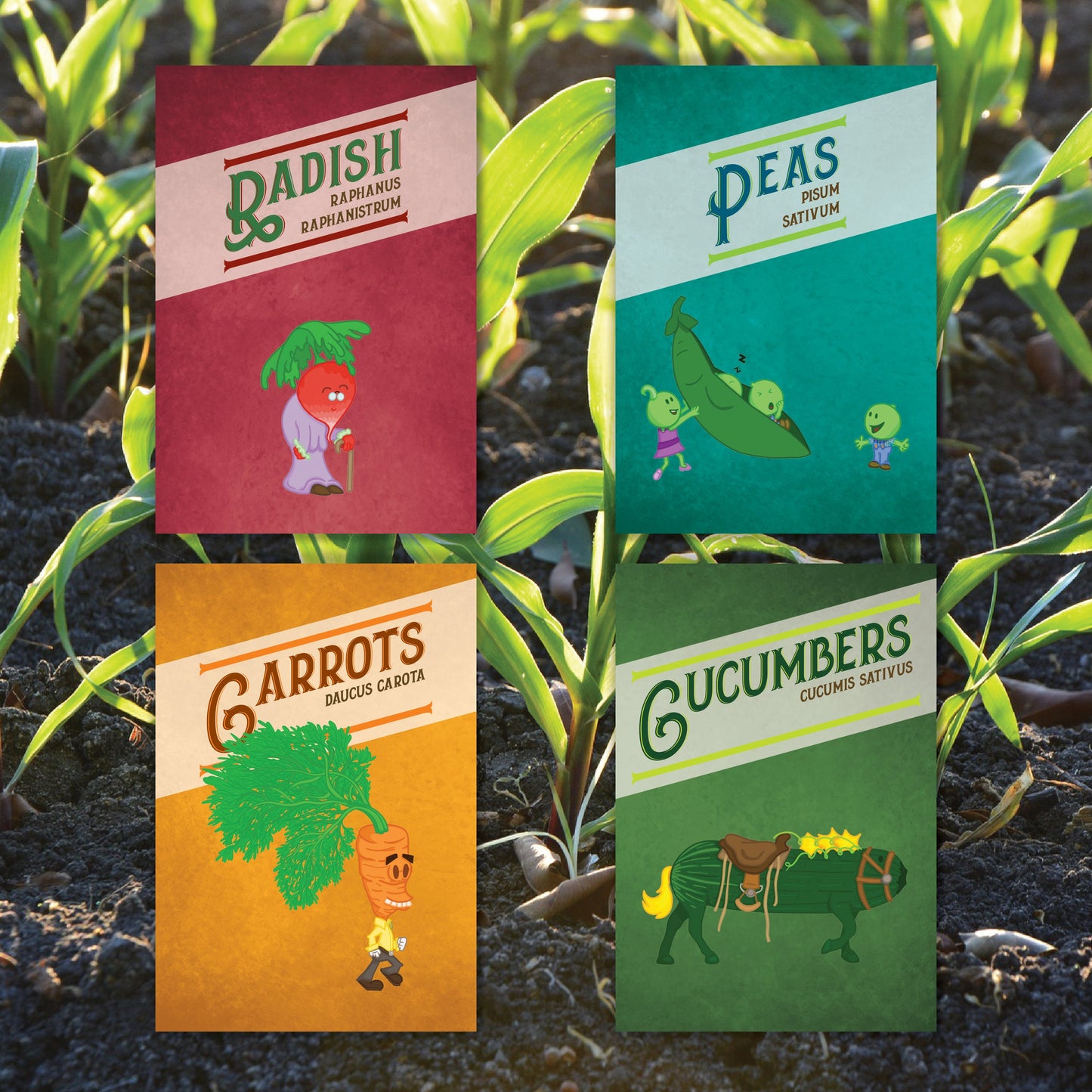 Individual Vegetable Garden Markers (Weather Resistant with wooden stakes)