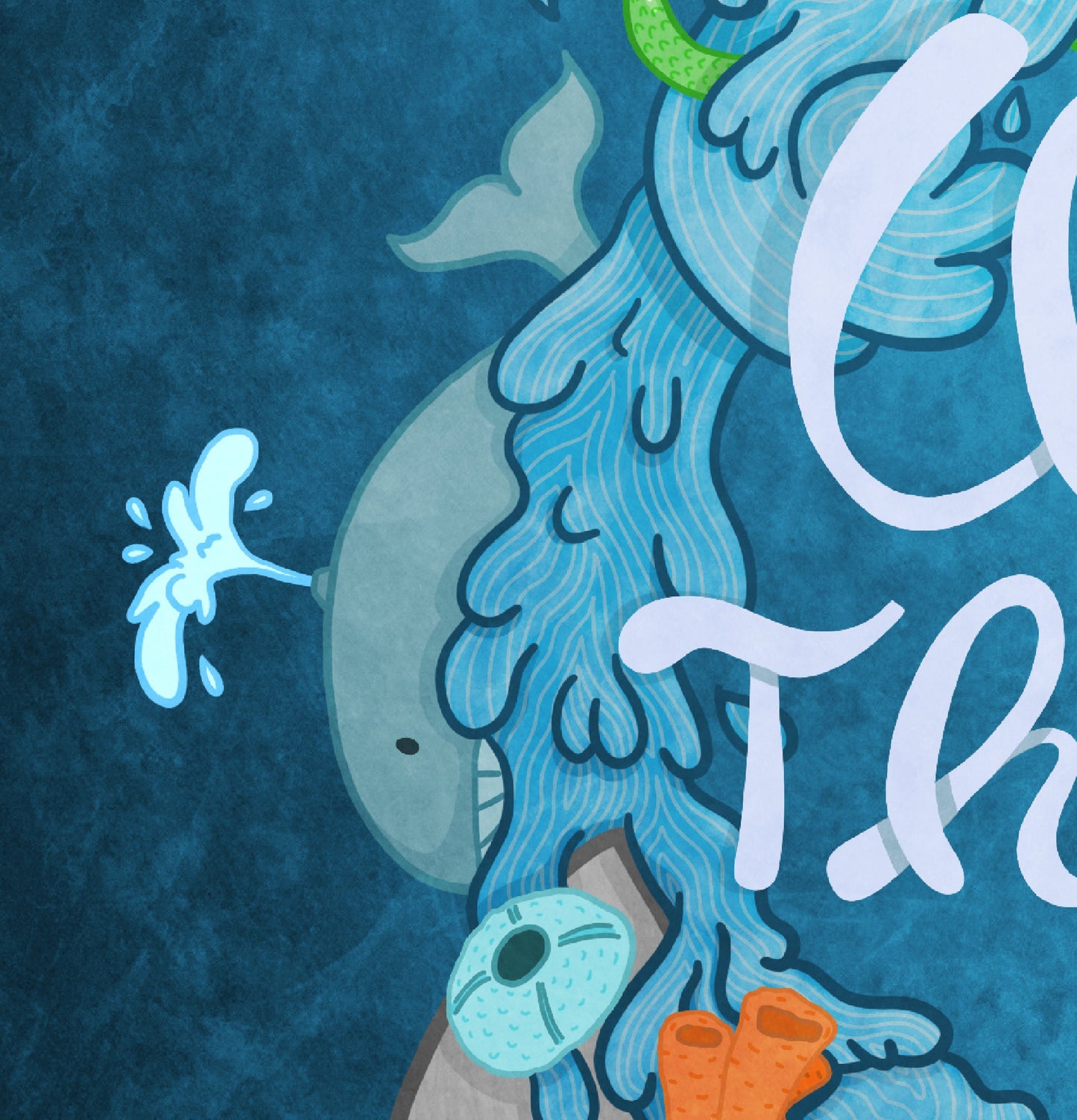 Under The Sea — 8 × 10 in Illustrated digital print (No frame) / Nautical Theme Print / Ocean Decor with mermaids, sea monsters, lighthouse