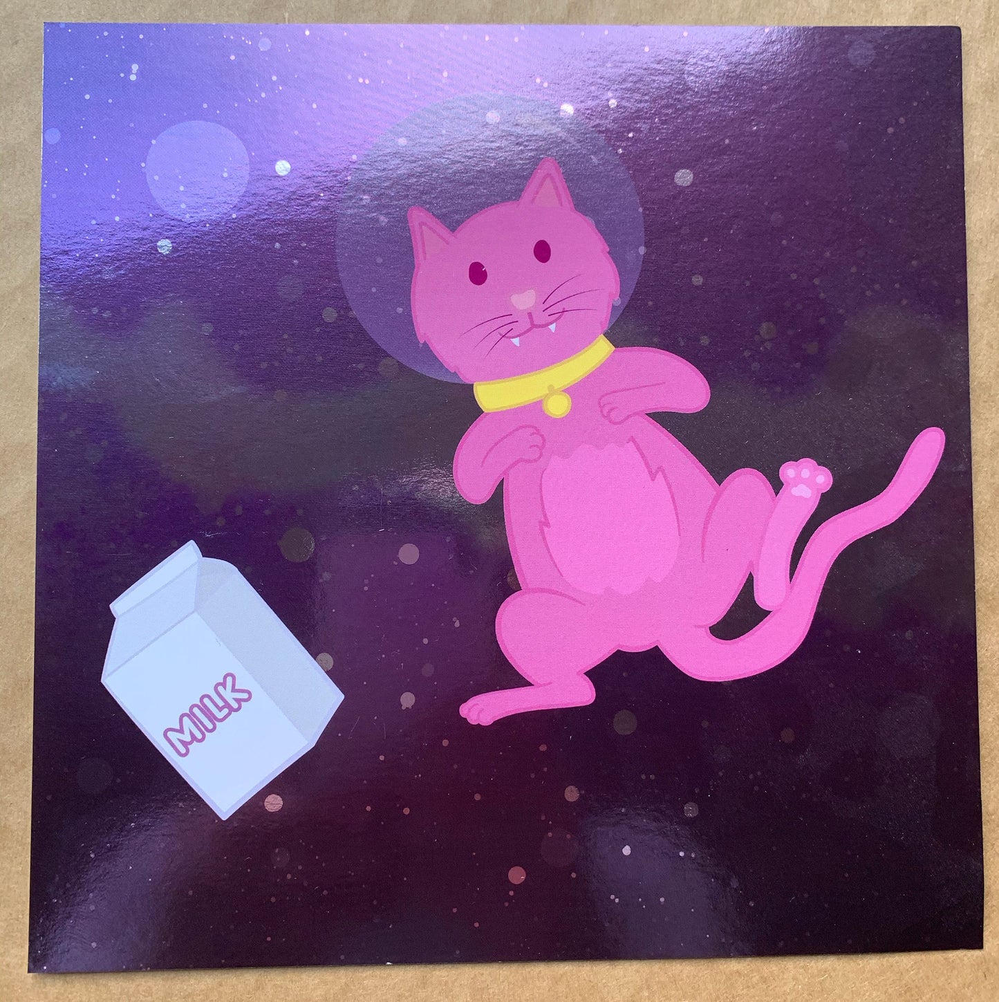 Space Puppy & Kitten Metallic Foil Prints (8 × 8 inches, Frame not included)