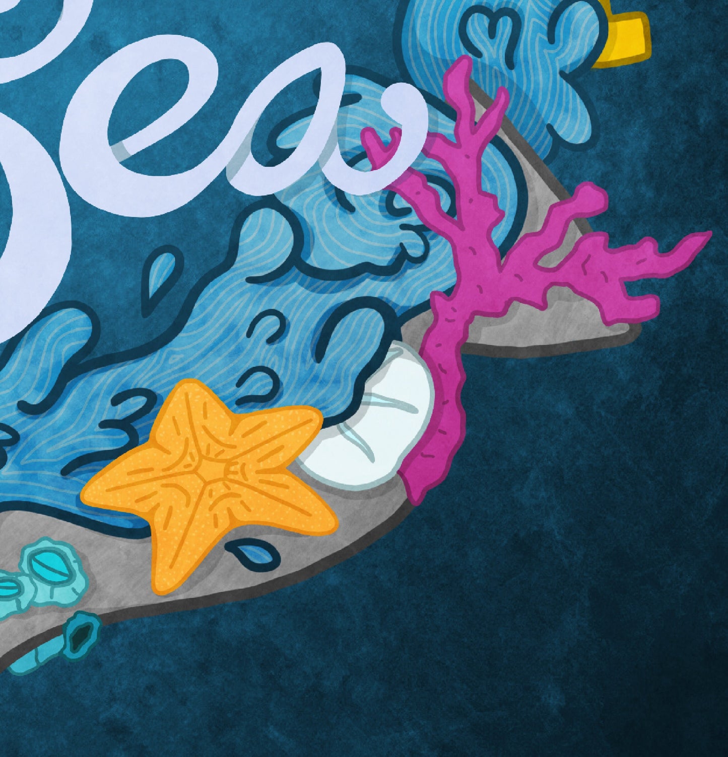 Under The Sea — 8 × 10 in Illustrated digital print (No frame) / Nautical Theme Print / Ocean Decor with mermaids, sea monsters, lighthouse