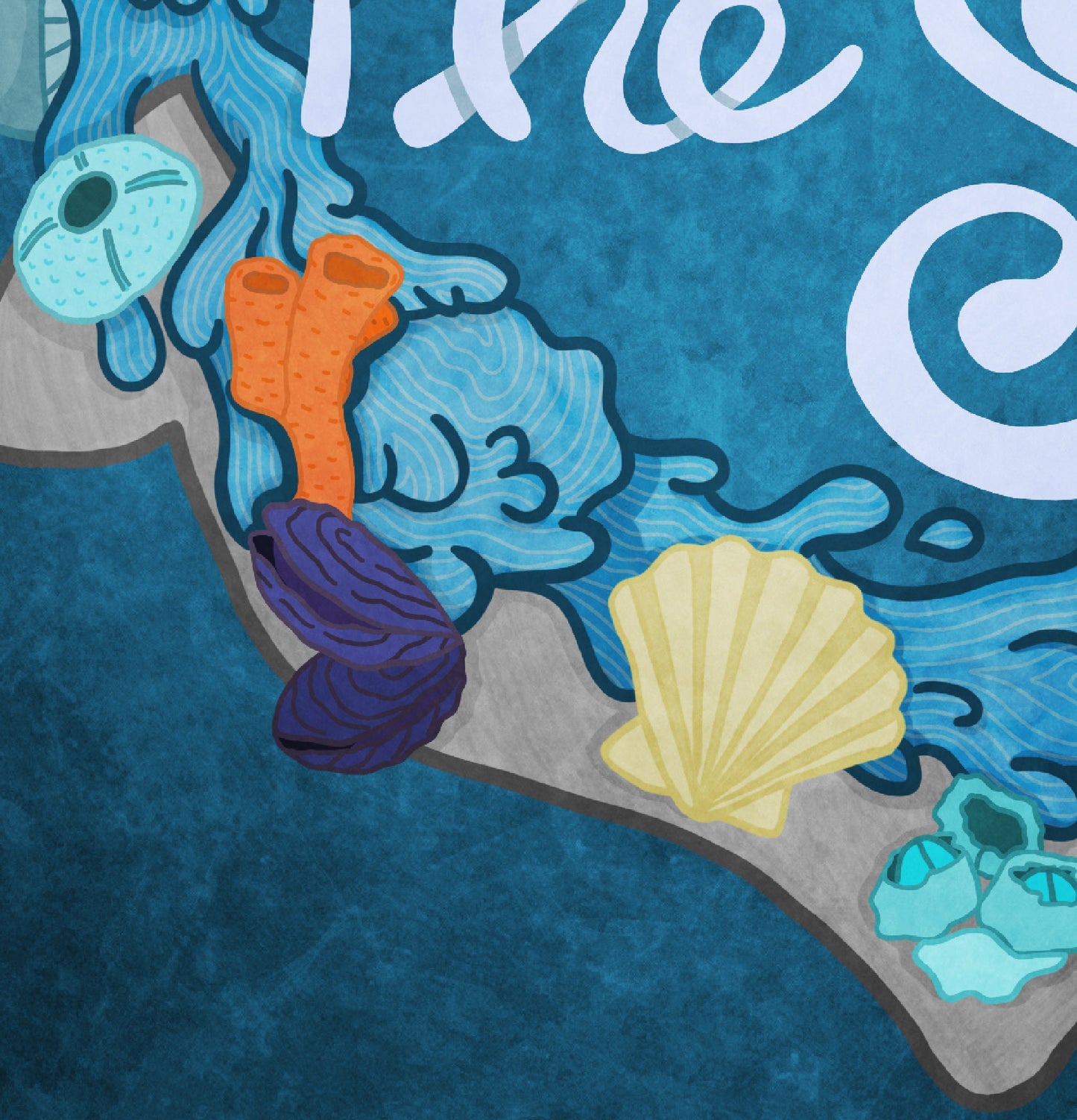 Under The Sea — 8 × 10 in Illustrated digital print (No frame) / Nautical Theme Print / Ocean Decor with mermaids, sea monsters, lighthouse