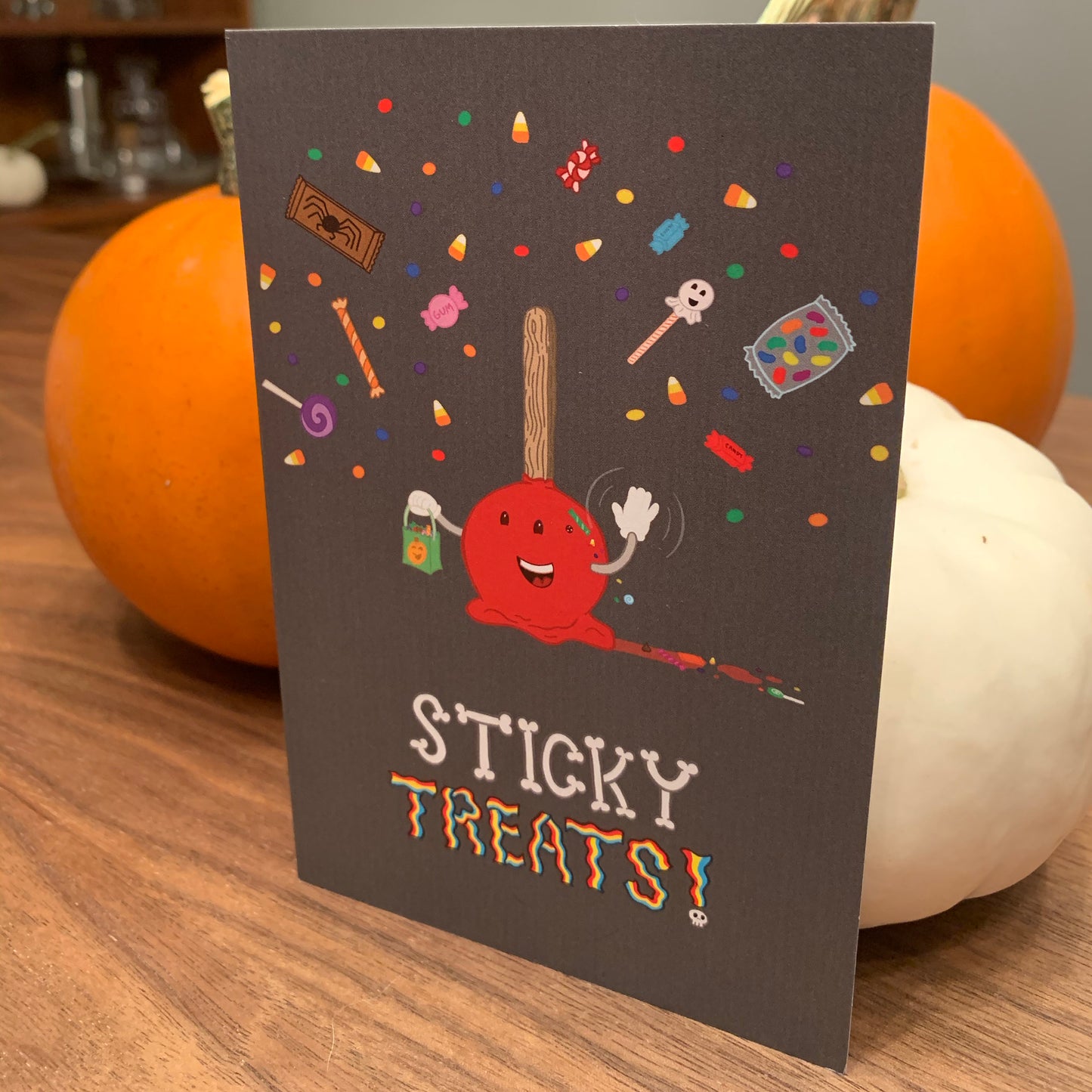 Halloween Greeting Card (4 × 6 Inches folded, with Envelope): Sticky Treats!