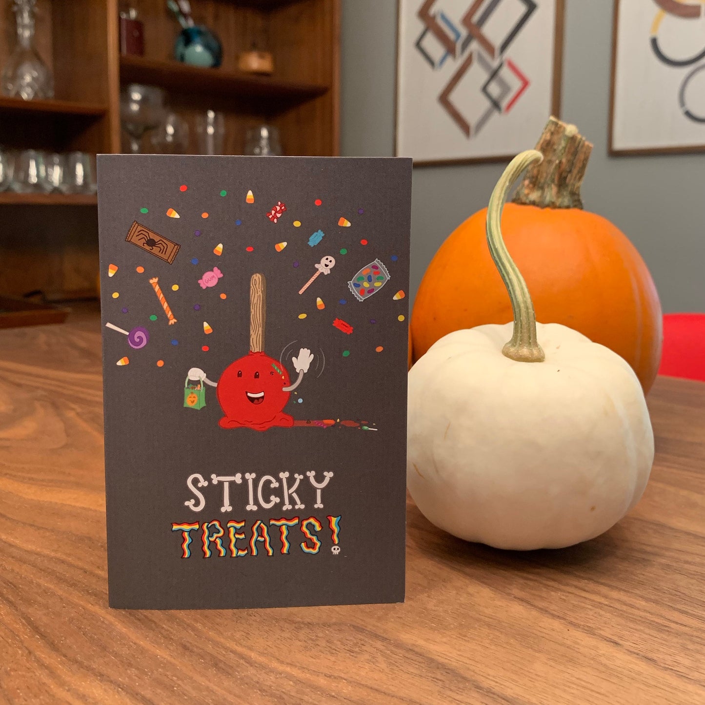 Halloween Greeting Card (4 × 6 Inches folded, with Envelope): Sticky Treats!