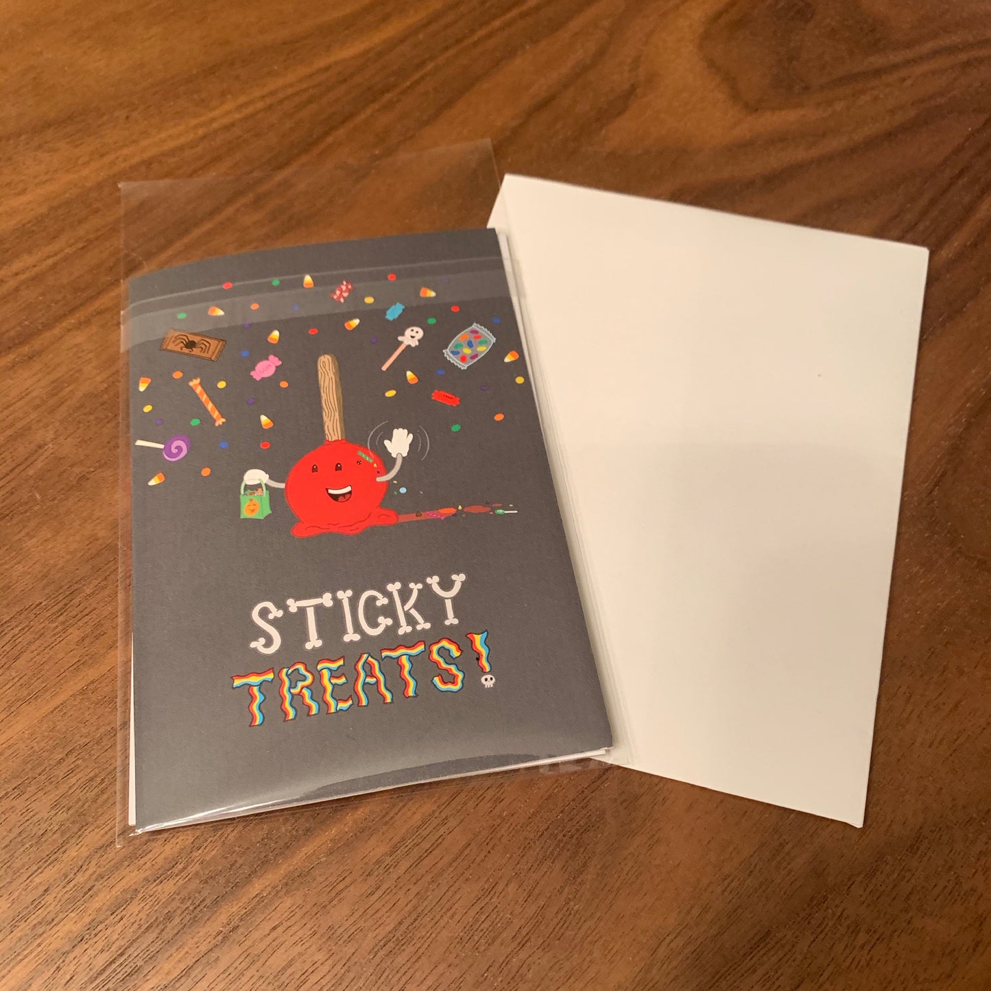 Halloween Greeting Card (4 × 6 Inches folded, with Envelope): Sticky Treats!