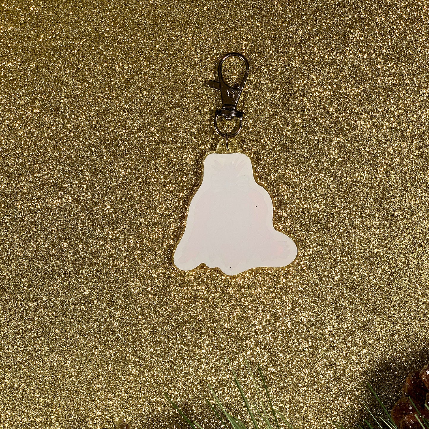 Holiday Dog Charm. Cute for Maltese or Lahsa Apso pup. Clip On Accessory (2 x 2 Inch “Peppermint The Christmas Dog”) Great Stocking Stuffer!