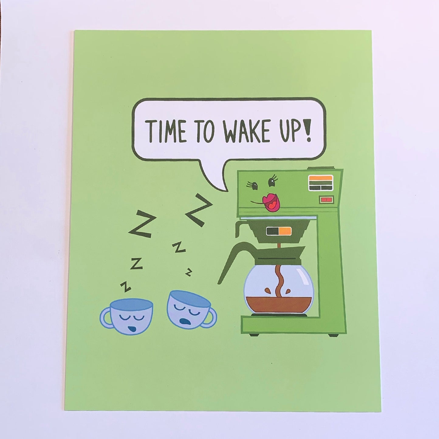 Coffee Art print (8 × 10 inch, no frame). Available in Light Green, Pink, or Light Blue