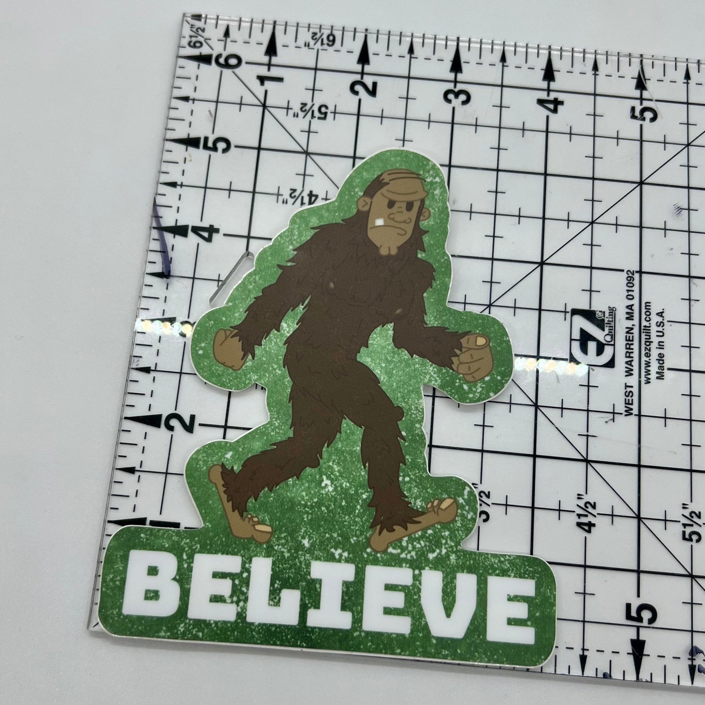 Funny Decal Stickers — Believe. Bigfoot sticker (Approx 4 inch × 5 inch and waterproof). For cars, windows, laptops, water bottle