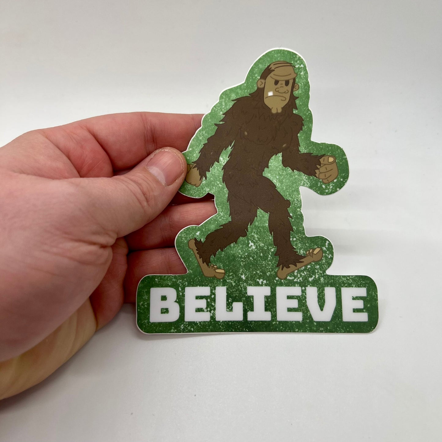 Funny Decal Stickers — Believe. Bigfoot sticker (Approx 4 inch × 5 inch and waterproof). For cars, windows, laptops, water bottle
