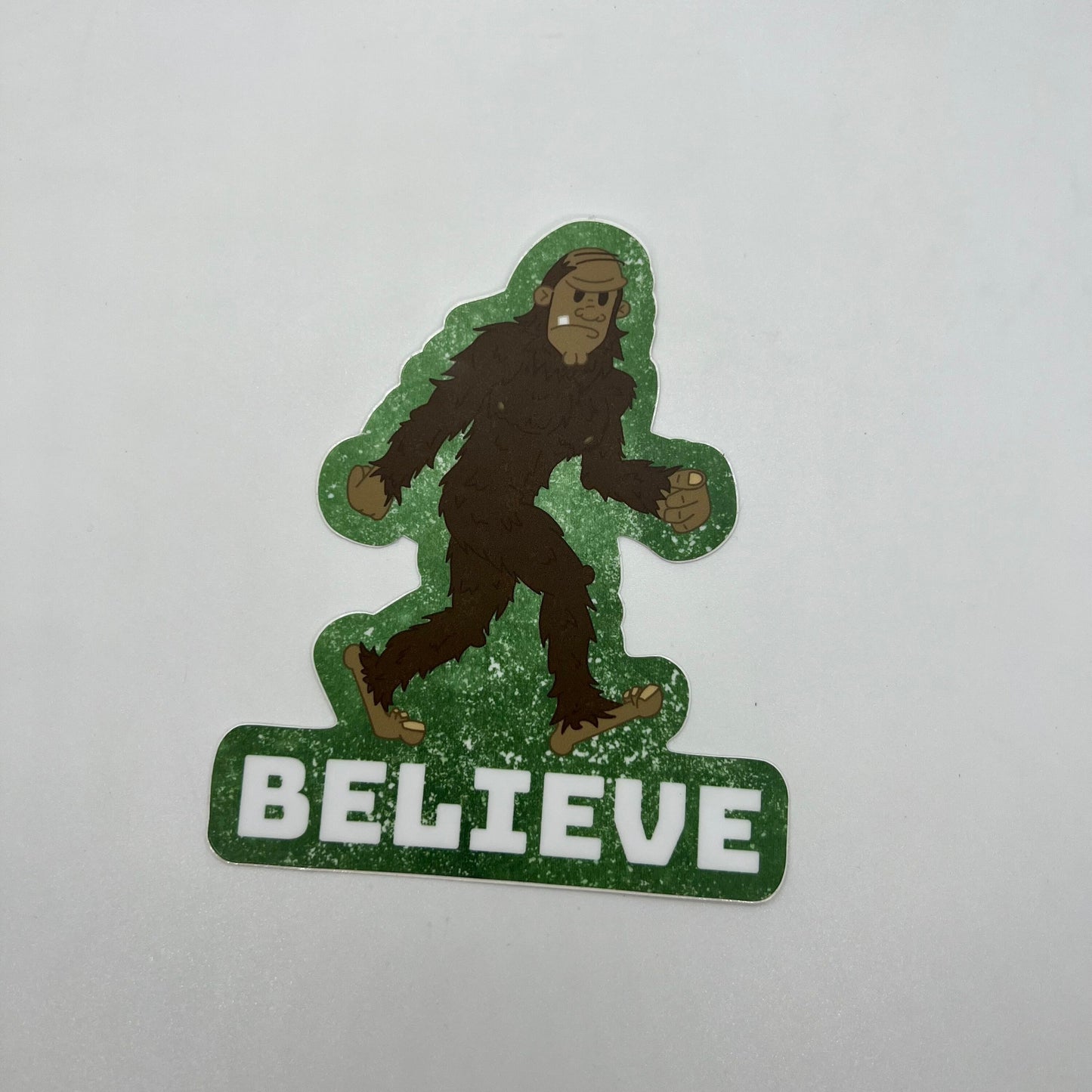 Funny Decal Stickers — Believe. Bigfoot sticker (Approx 4 inch × 5 inch and waterproof). For cars, windows, laptops, water bottle