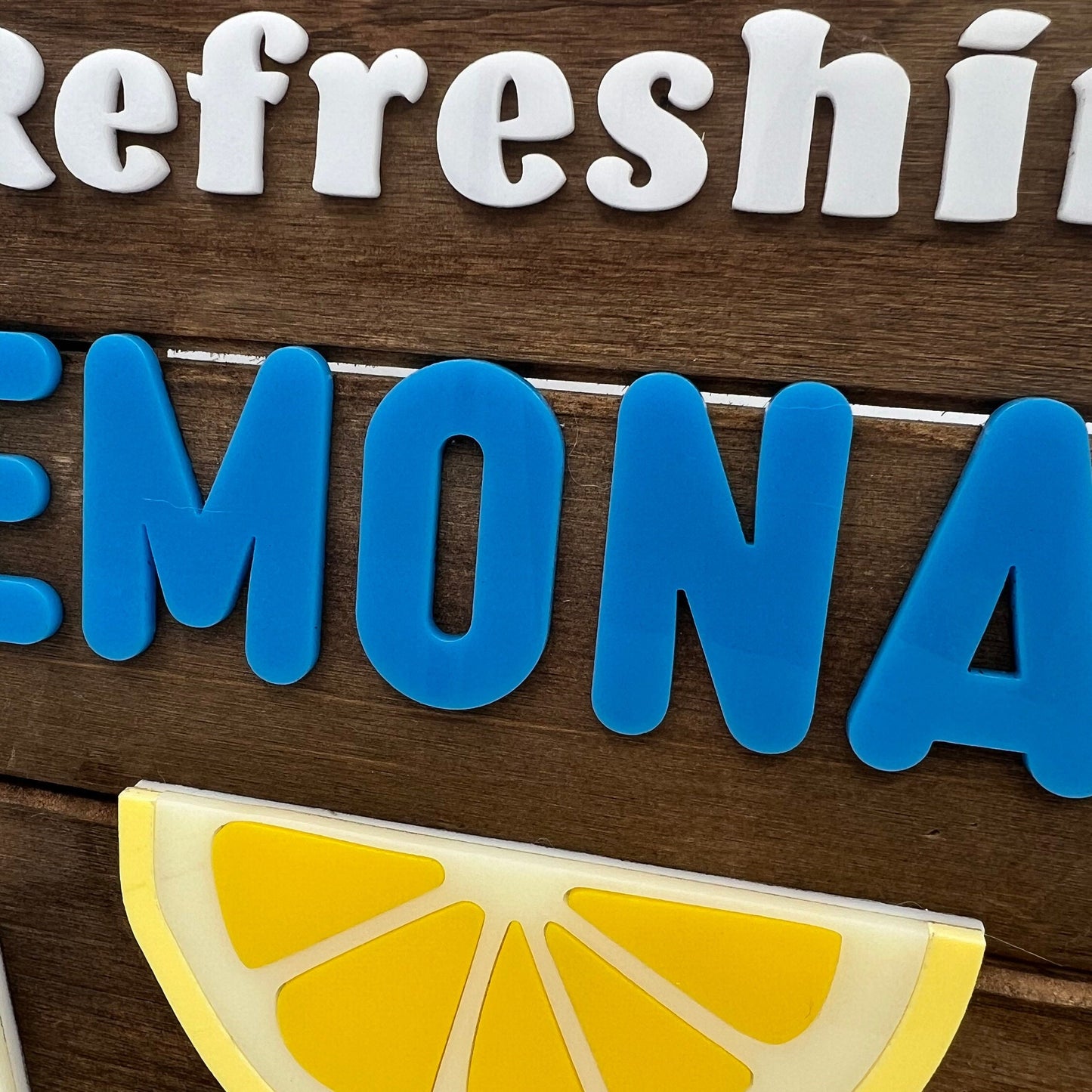 Lemonade Stand Sign (10 in x 10 in, Laser cut acrylic on wood sign, for kids summer fun!)