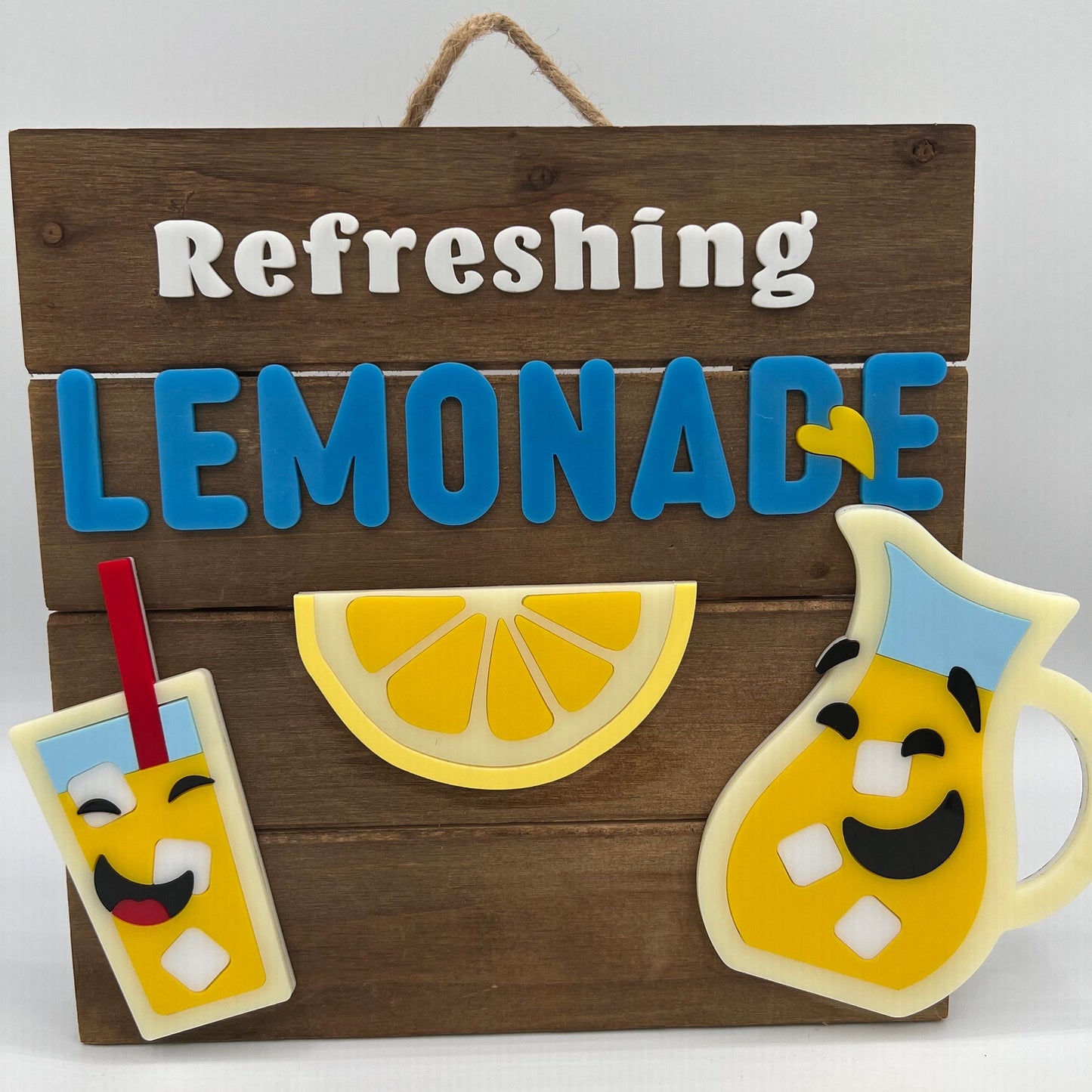 Lemonade Stand Sign (10 in x 10 in, Laser cut acrylic on wood sign, for kids summer fun!)