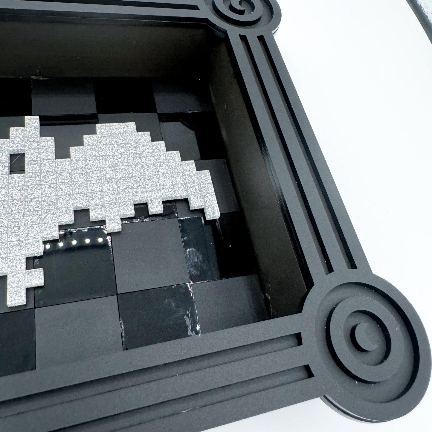 Pixel Bat Wall Art with silver glitter bat— retro video game Halloween decor