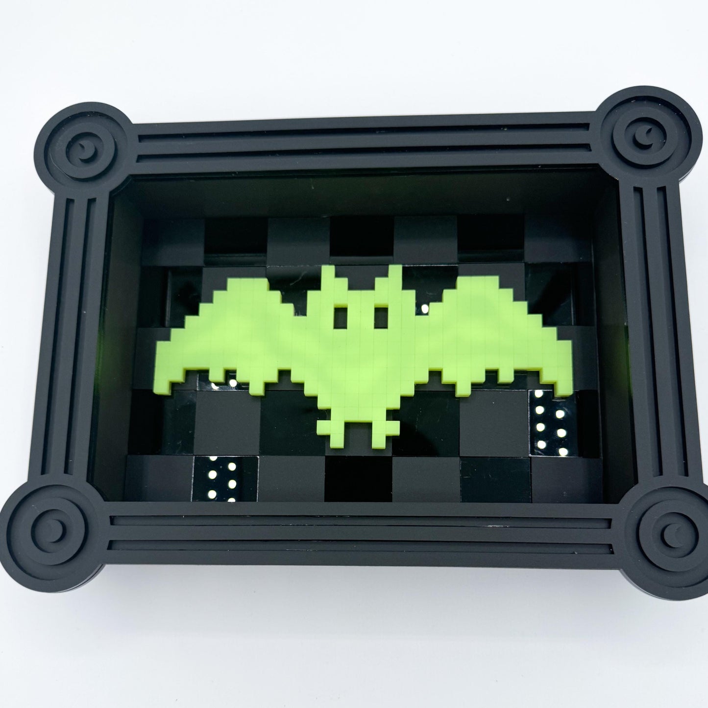 Pixel Bat Wall Art with glow in the dark bat— retro video game Halloween decor