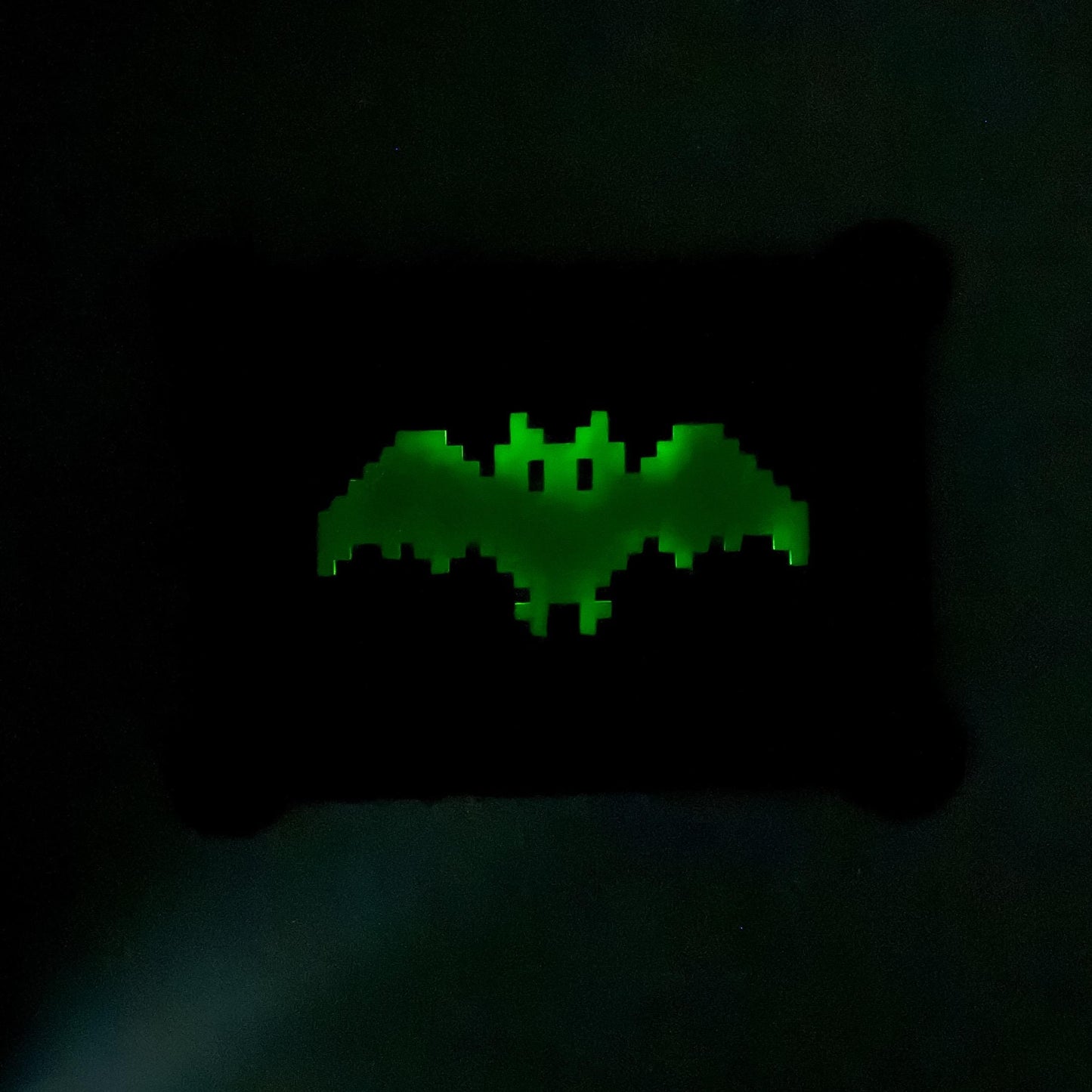 Pixel Bat Wall Art with glow in the dark bat— retro video game Halloween decor