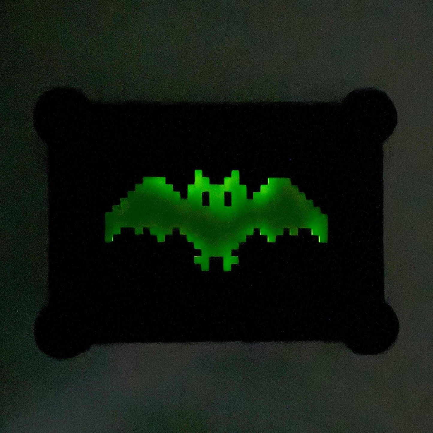 Pixel Bat Wall Art with glow in the dark bat— retro video game Halloween decor