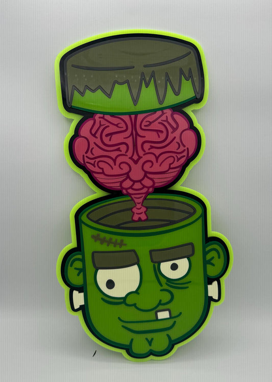 Frankenstein’s Monster Brain Wall Art — Creepy Halloween Sign for Classic Horror Lovers and Mad Scientists
