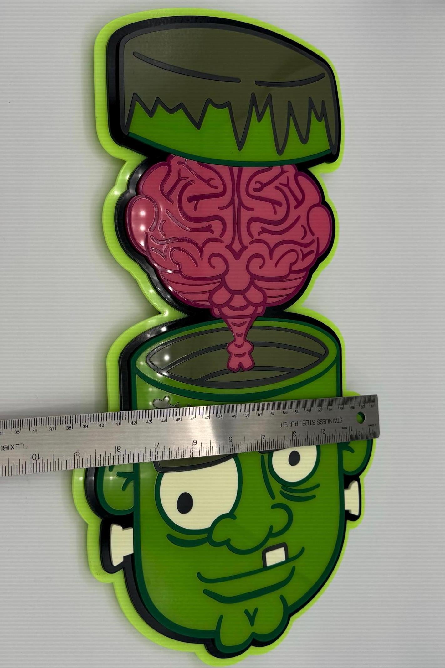 Frankenstein’s Monster Brain Wall Art — Creepy Halloween Sign for Classic Horror Lovers and Mad Scientists