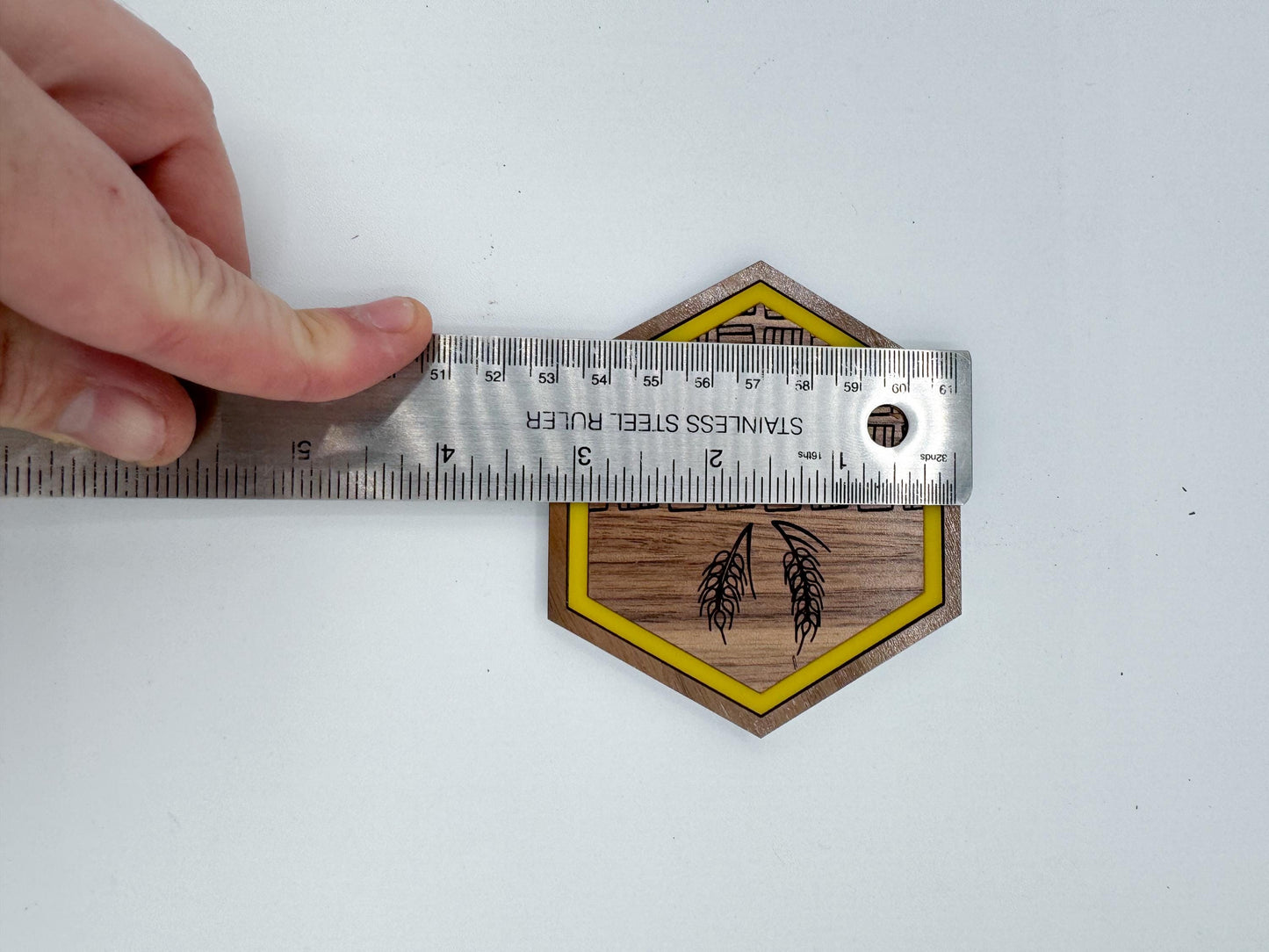 Settlers Resource Game Drink Coaster Set (Four 3.75 inch hexagon, laser cut Walnut plywood and acrylic coasters)