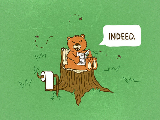 Art Print (no frame) — Bear Doing it’s Business. Great print for bathrooms, RV's, trailers, cabins or anywhere "Nature Calls"...