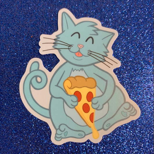 Pizza Cat Sticker (2.54 inch × 3 inch) gift idea for Kitty cat lovers | for hydroflask water bottle, laptop, car window