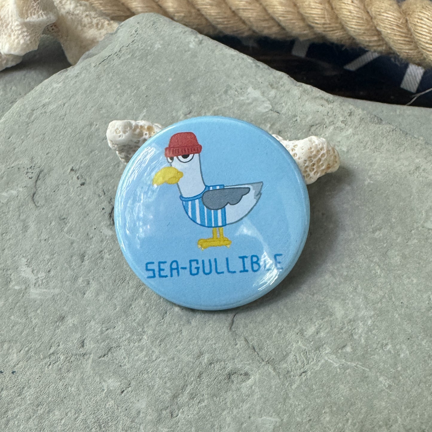 Seagullible - Pinback Button 1.75”
