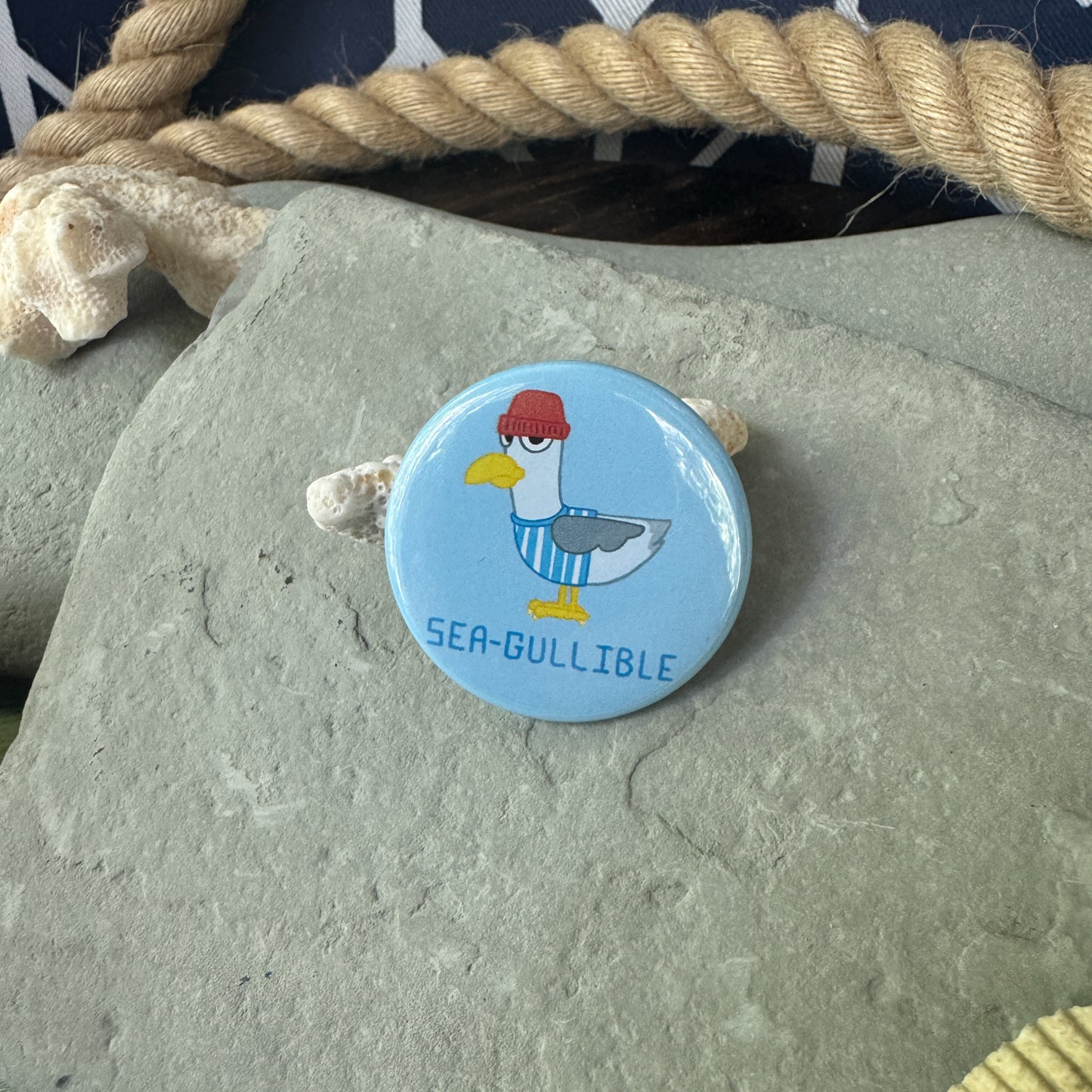Seagullible - Pinback Button 1.75”