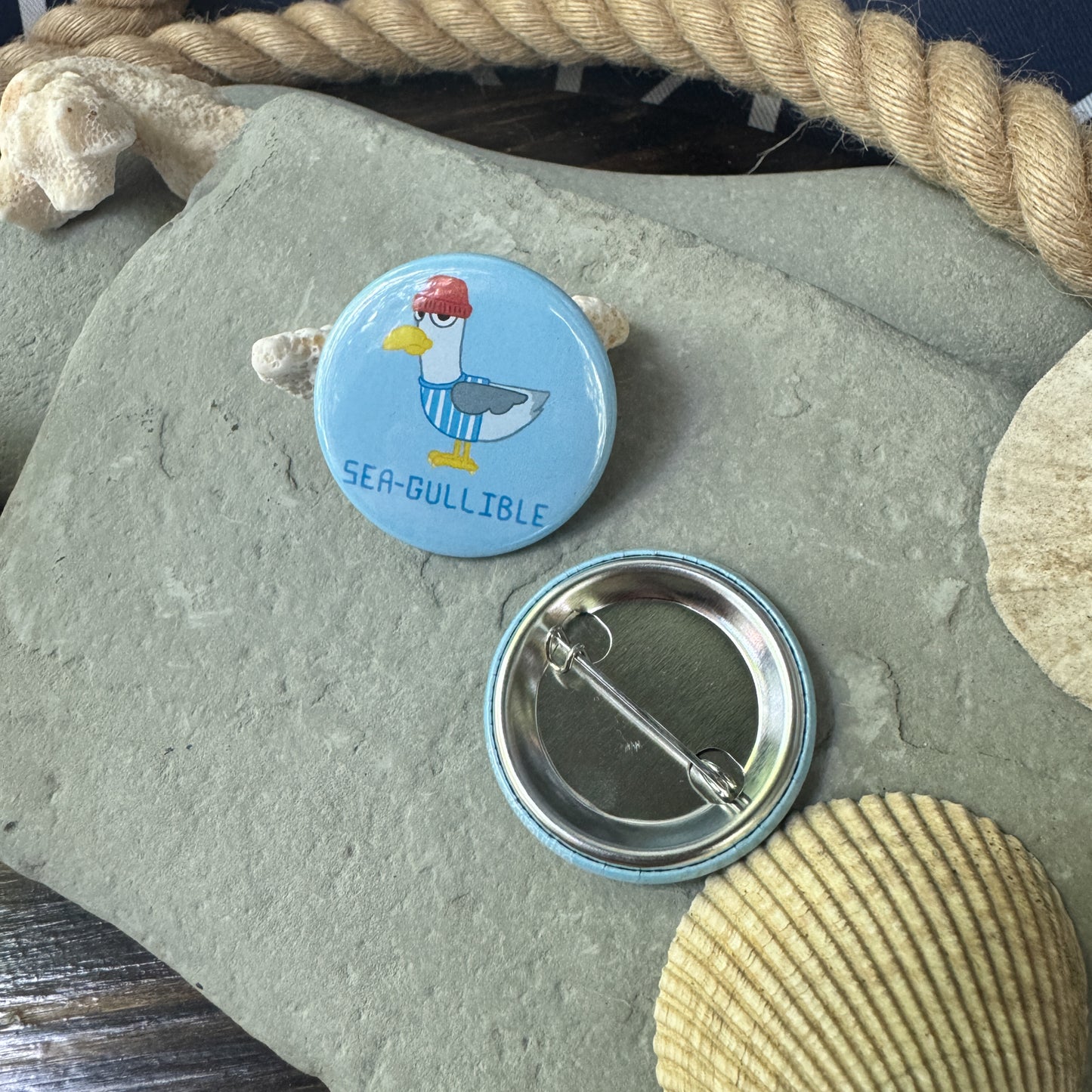 Seagullible - Pinback Button 1.75”