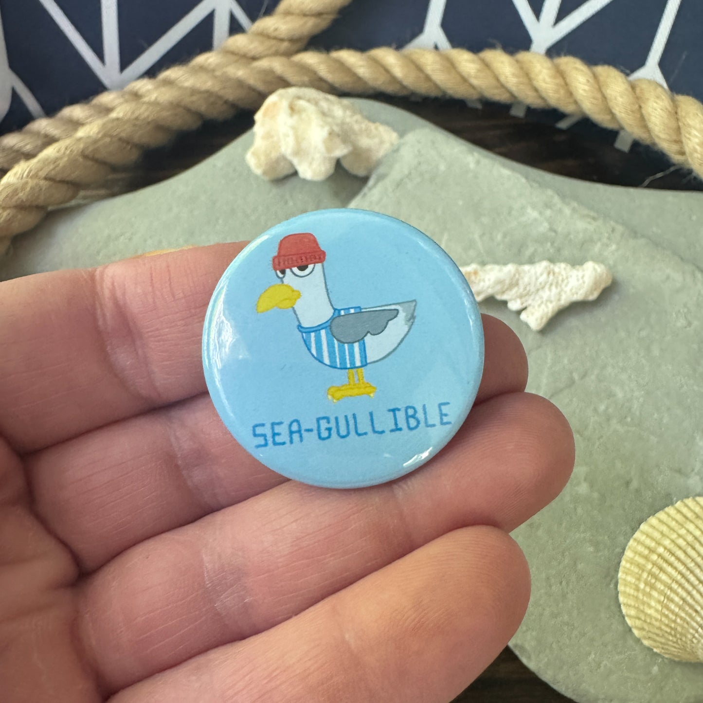 Seagullible - Pinback Button 1.75”