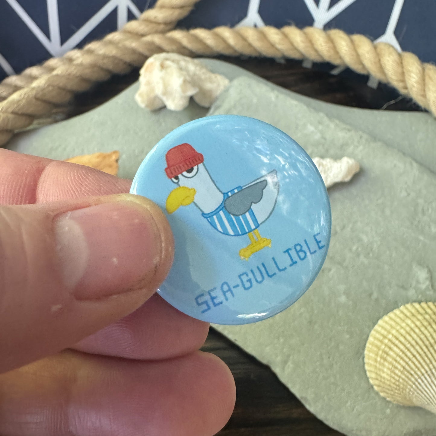 Seagullible - Pinback Button 1.75”