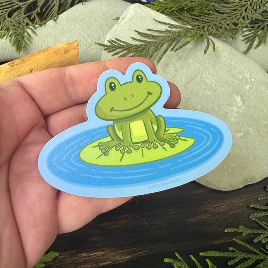 Frog Sticker - Frog in a pond