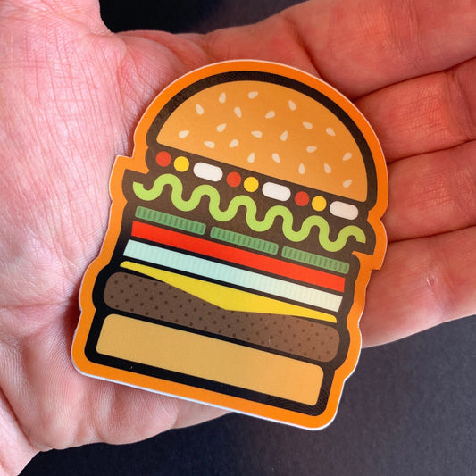Decal Sticker — Cheeseburger Time (2.46 inch × 3 inch, waterproof) For car, window, laptop, water bottle