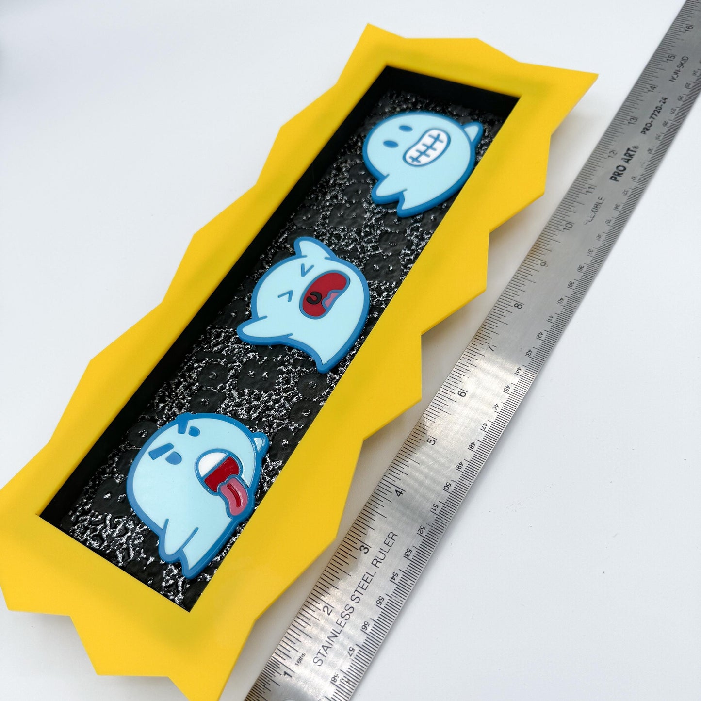 Ghost Trio Hanging Wall Art with Yellow Frame — cute and goofy, Spooky and Spoopy Halloween decor. Boo!
