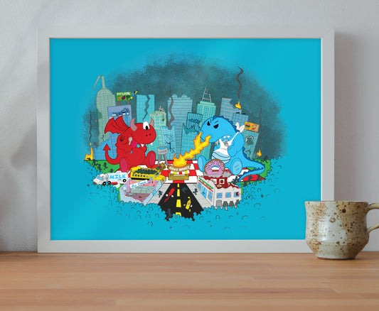 Monster Picnic — 14 × 11 in digital print (no frame)
