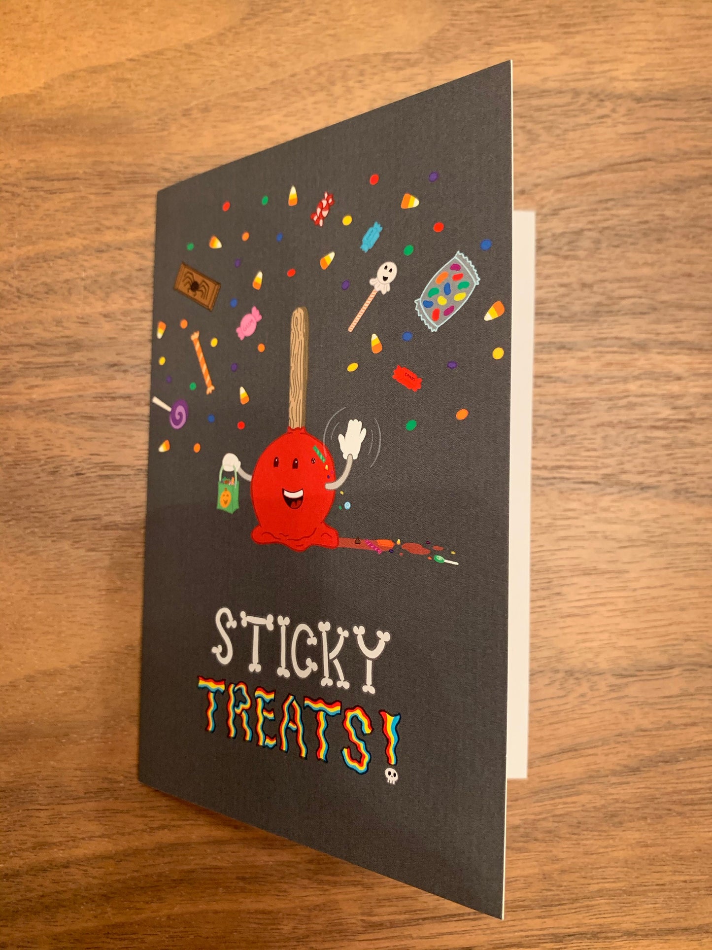 Halloween Greeting Card  (4 × 6 Inches folded, with Envelope): Sticky Treats!