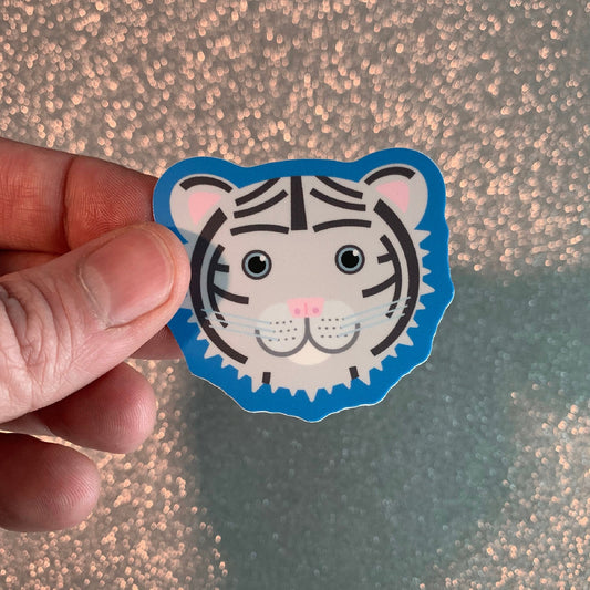 Lil White Tiger Sticker (2.1 inch × 1.93 inch)  | for hydroflask water bottle, laptop, car window, small gift