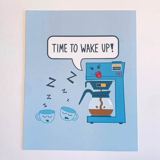 Coffee Art print (8 × 10 inch, no frame). Available in Light Green, Pink, or Light Blue
